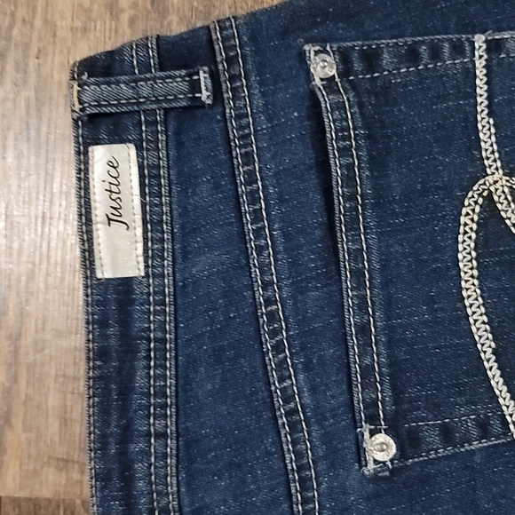 Very gently used Justice jean shorts size 18r Lots of gems on the front sparkly - Picture 8 of 8